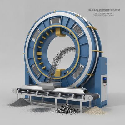 Ölkühlung Trockener Magnetseparator Kreisformung perfekt für die Sortierung von magnetischen Partikeln im Bergbau und Recycling