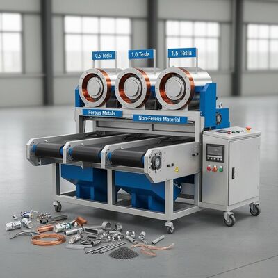 Magnetfeldstärke 0,5 bis 1,5 Tesla Elektromagnetischer Separator Automatisches System zur industriellen Metallgewinnung