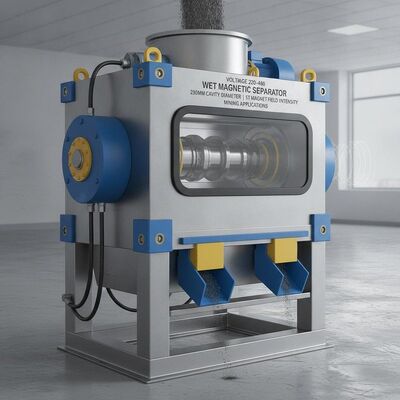 Spannung 220480 Feature Wet Magnetic Separator mit 250MM Hohlraum Durchmesser und 5T Magnetfeld Intensität geeignet für Bergbauanwendungen